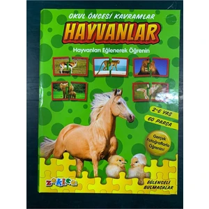 Okul Öncesi Kavramlar Hayvanları Tamamlama Eğlenceli Bulmacalar 2'li Puzzle 2 Parçalı Top. 60 P