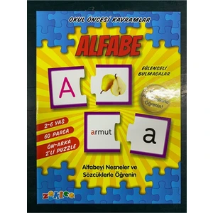 Okul Öncesi Kavramlar Alfabe Tamamlama Eğlenceli Bulmacalar 2'li Puzzle 2 Parçalı Çocuk Yap Boz Top. 60