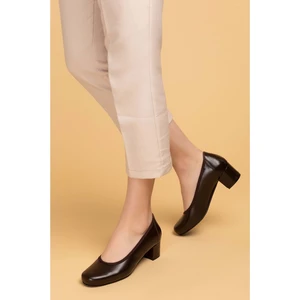 Kadın  Deri Rahat Günlük Topuklu Ayakkabı ŞHN.280 - Kahverengi - 34