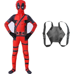 Cosplay Deadpool Bodysuit Cadılar Bayramı Kostüm Çocuk Cosplay Kostüm Sırt Çantası ile Set  (Yurt Dışından)