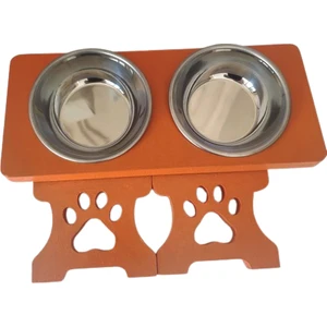 OWL Ahşap Mama Veya Su Kabı 2'li