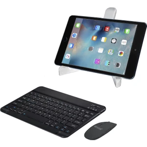 iPad 9.nesil 10.2 Inch 2021 Bluetooth Klavye ve Mouse (Tr Sticker) + Tablet Standı -AL2765