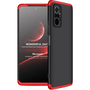 Xiaomi Redmi Note 10 Pro Max Kılıf Double Dip 360 Protective Siyah Kırmızı
