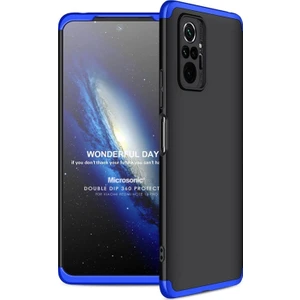 Xiaomi Redmi Note 10 Pro Max Kılıf Double Dip 360 Protective Siyah Mavi