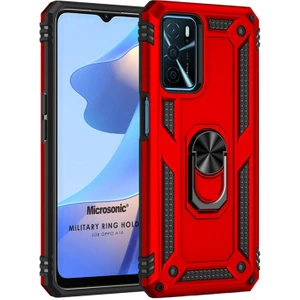Oppo A16 Kılıf Military Ring Holder Kırmızı