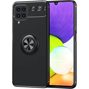 Samsung Galaxy M22 Kılıf Kickstand Ring Holder Siyah