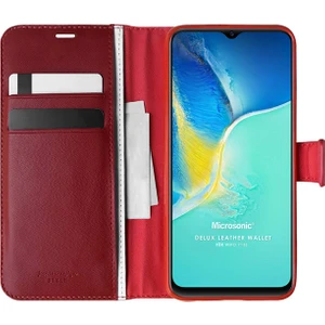 Vivo Y15S Kılıf Delux Leather Wallet Kırmızı