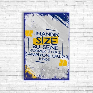 Trend Poster Sarı Lacivert Retro Ahşap Poster