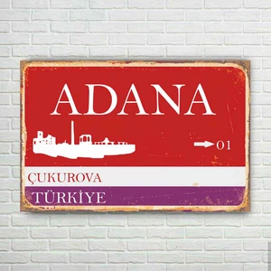 Trend Poster Adana Plaka Retro Ahşap Poster