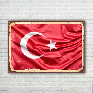Trend Poster Türk Bayrağı Retro Ahşap Poster