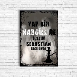 Trend Poster Nargile Retro Ahşap Poster