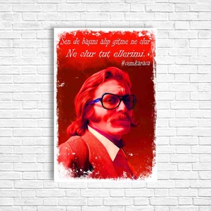 Trend Poster Cem Karaca Retro Ahşap Poster