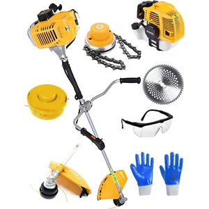 I08 6 Hp Yan Tipi Benzinli Motorlu Ot Çalı Tırpanı Çim Biçme Makinesi Tırpan + Canavar Başlık