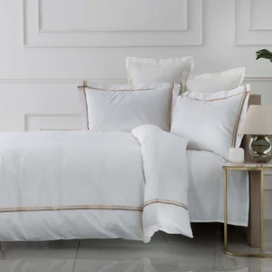 Karaca Home White Collection Valse Bej Saten Şeritli Percale Çift Kişilik Nevresim Takımı
