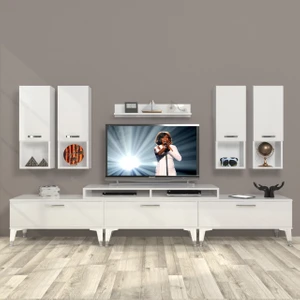 Ekoflex 8da Slm Silver Tv Ünitesi Tv Sehpası - Parlak Beyaz