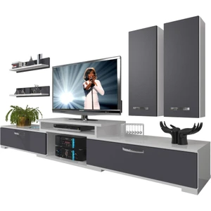 Flex 5d Mdf Tv Ünitesi Tv Sehpası - Beyaz - Antrasit