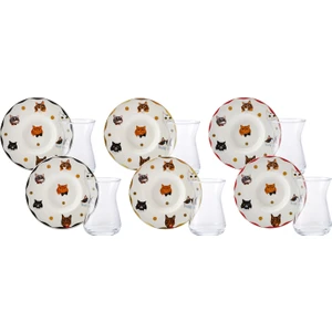 Kedili 12 Parça 6 Kişilik Çay Seti 170 ml
