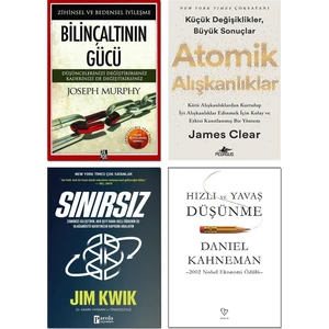 Bilinçaltının Gücü -  Hızlı ve Yavaş Düşünme  - Sınırsız -Atomik Alışkanlıklar – 4’lü Kişisel Gelişim Kitap Seti