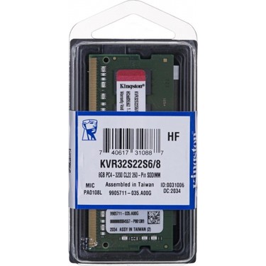 Kingston KVR32S22S6/8 8gb 3200MHZ DDR4 Sodimm Notebook RAM Fiyatı