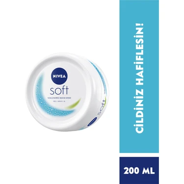 Nivea Soft Nemlendirici Vücut Bakım Kremi 200ml, Jojoba Yağı, E Vitamini, Yüz Vücut El, Yumuşak