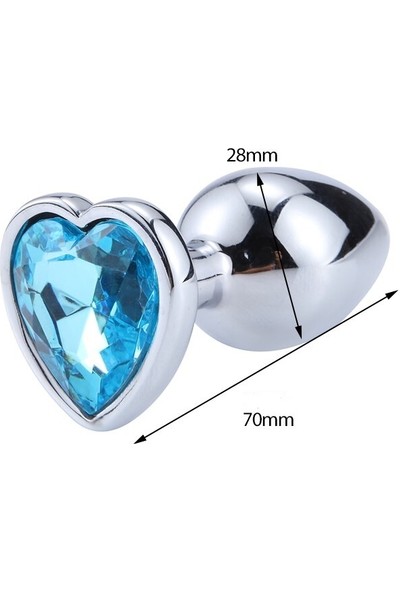 Joytoy Kalp Şekilli Metal Anal Tıpa Mavi Taşlı S Size