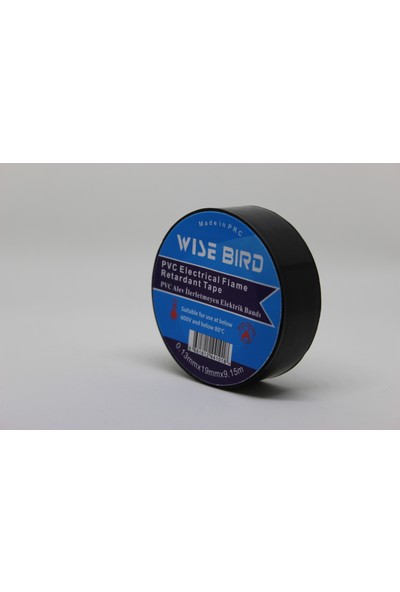 Wise Bird Pvc Elektrik İzole Bantı Siyah - 1 Adet - 9.15mt