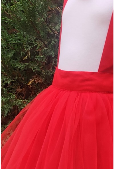 Shecco Babba Kırmızı Kız Çocuk Tütü Elbise Bandana Takım 1-8 Yaş