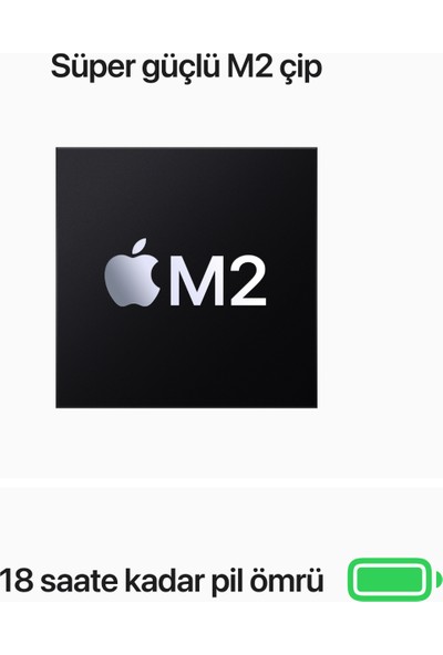 Apple MacBook Air M2 Çip 8GB 256GB SSD macOS 13" Taşınabilir Bilgisayar Gece Yarısı MLY33TU/A