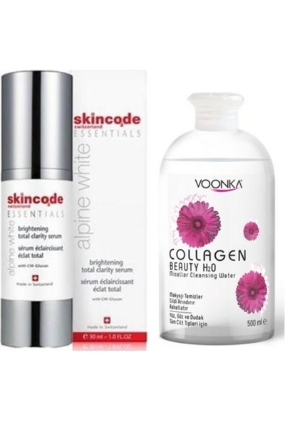Skincode Aydınlatıcı Etkili Cilt Serumu 30ML+VOONKA Collagen Micellar Temizleme Suyu 500ML