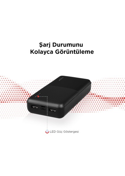 mojue by ttec PB09 20.000mAh Taşınabilir Şarj Aleti / Powerbank-Siyah