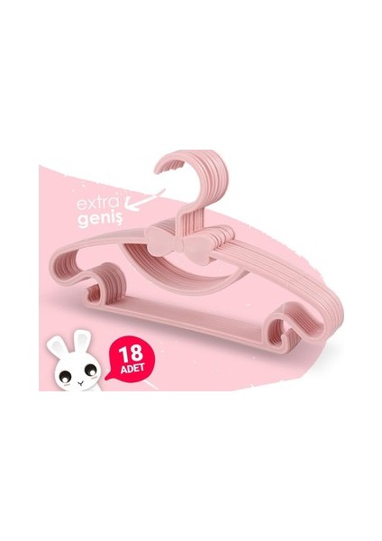 Sweet 18 Adet Bebek Elbise Askısı 30 cm Fiyonklu Kelebek Bebek Çocuk Kıyafet Askısı Morpanya Sweet 18 Adet Bebek Elbise Askısı