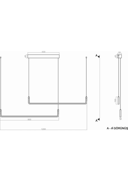 TRA80015 Eco 120 cm LED Avize Sarkıt U2ROD - Işık Rengi 4000K Doğal Beyaz