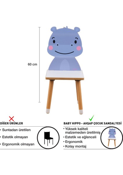 Ahşap Çocuk Aktivite Sandalyesi Mdf - Baby Hippo modelleri