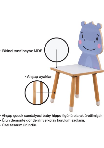 Ahşap Çocuk Aktivite Sandalyesi Mdf - Baby Hippo fırsatları
