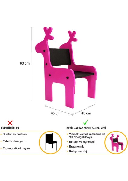 Renkli Çocuk Oyun Sandalyesi - Geyik modelleri