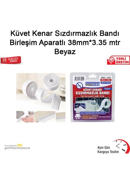 Küvet Kenar Sızdırmazlık Bandı Birleşim Aparatlı 38MM*3.35 Mtr