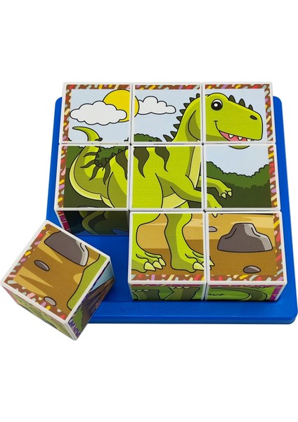 Dinozorlar Puzzle Seri 1 - (9 Küp 6 Dinazor Yapboz)