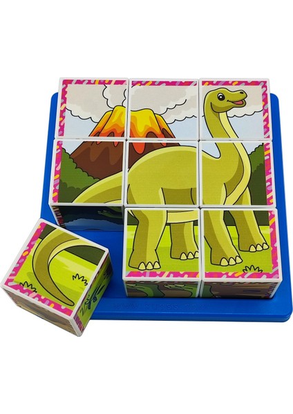 Dinozorlar Puzzle Seri 1 - (9 Küp 6 Dinazor Yapboz)