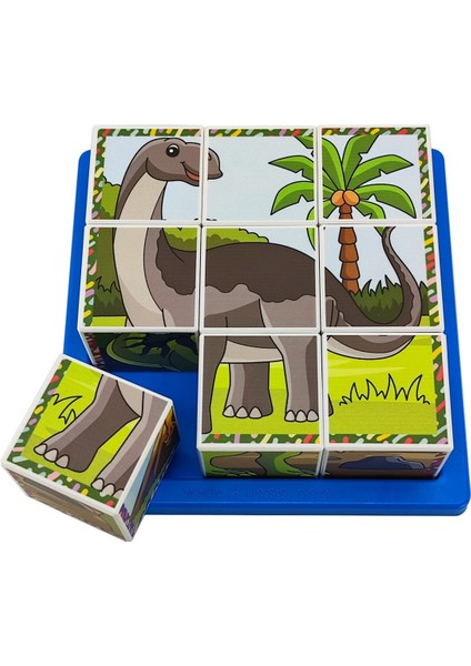 Dinozorlar Puzzle Seri 1 - (9 Küp 6 Dinazor Yapboz)