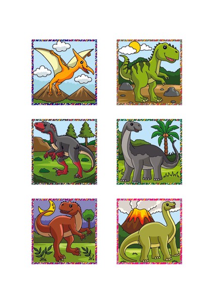 Dinozorlar Puzzle Seri 1 - (9 Küp 6 Dinazor Yapboz)