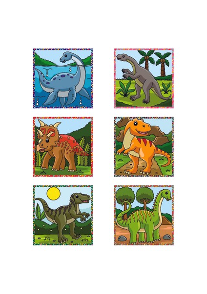 Dinozorlar Puzzle Seri 2 - (9 Küp 6 Dinazor Yapboz)