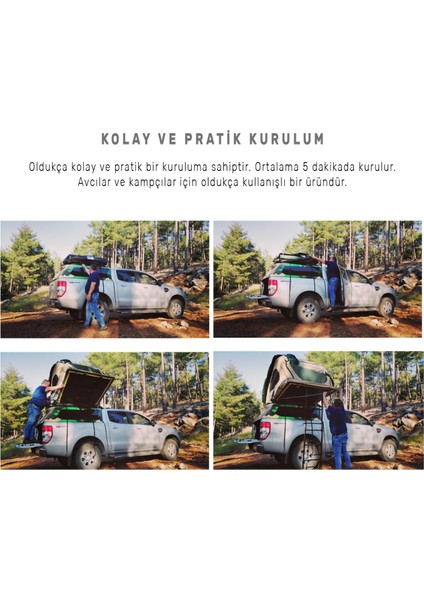 Araç Üstü Kamp Çadırı Termal 4 Mevsim 4 Kişilik 170X250 cm Tüm Araçlara Uyumlu