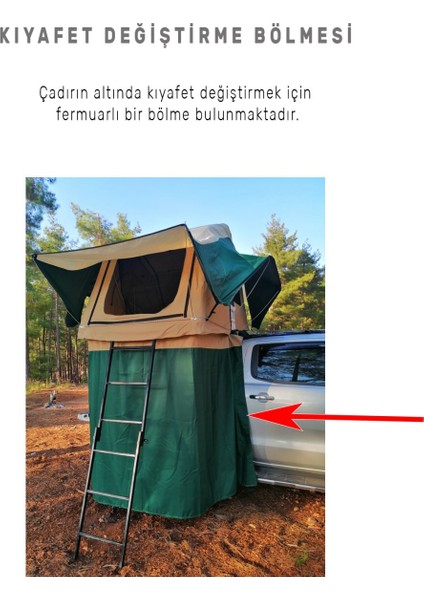 Araç Üstü Kamp Çadırı Termal 4 Mevsim 4 Kişilik 170X250 cm Tüm Araçlara Uyumlu