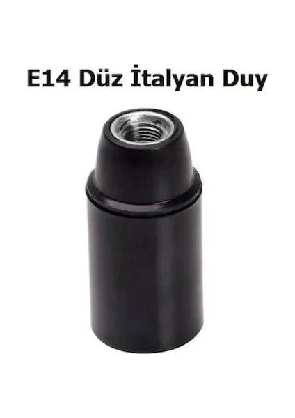 Mesa Ticaret (50 Adet) E14 Italyan Duy - Avize Duyu * Sarkıt Avize Için Duy-Siyah