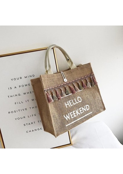 Tuval Çanta Kadın Büyük Kapasiteli Omuz Çantası (Yurt Dışından)