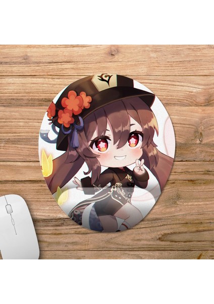 Hu Tao - Genshin Impact Bilek Destekli Mousepad Model - 3 Oval