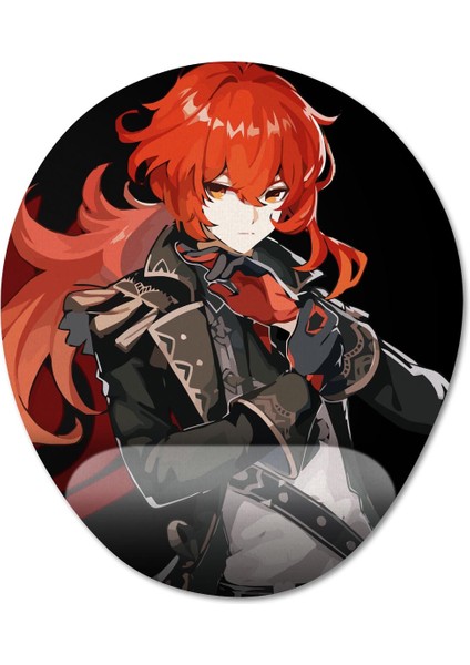 Diluc - Genshin Impact Bilek Destekli Mousepad Model - 1 Oval