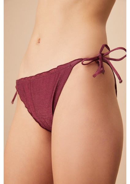 Bağcıklı Fırfırlı Shiny Bikini Alt