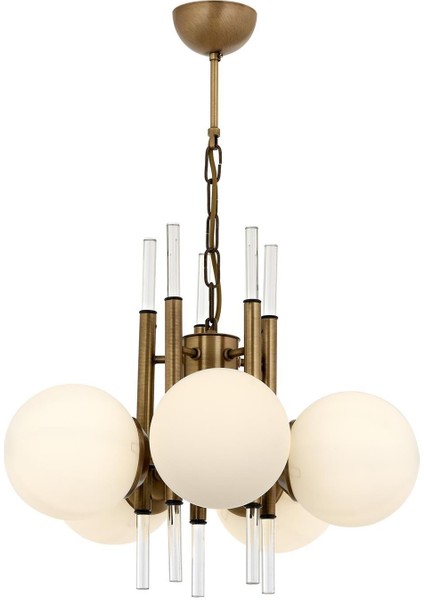 AV-60385-5E Eskitme Kaplama Modern Avize E27 Metal Cam Kristal 50cm