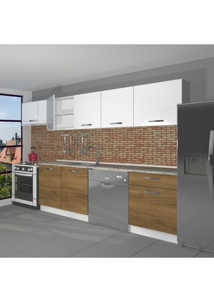 Elite 280 MDF Hazır Mutfak Dolabı - Tezgah Dahil - Pera - Beyaz